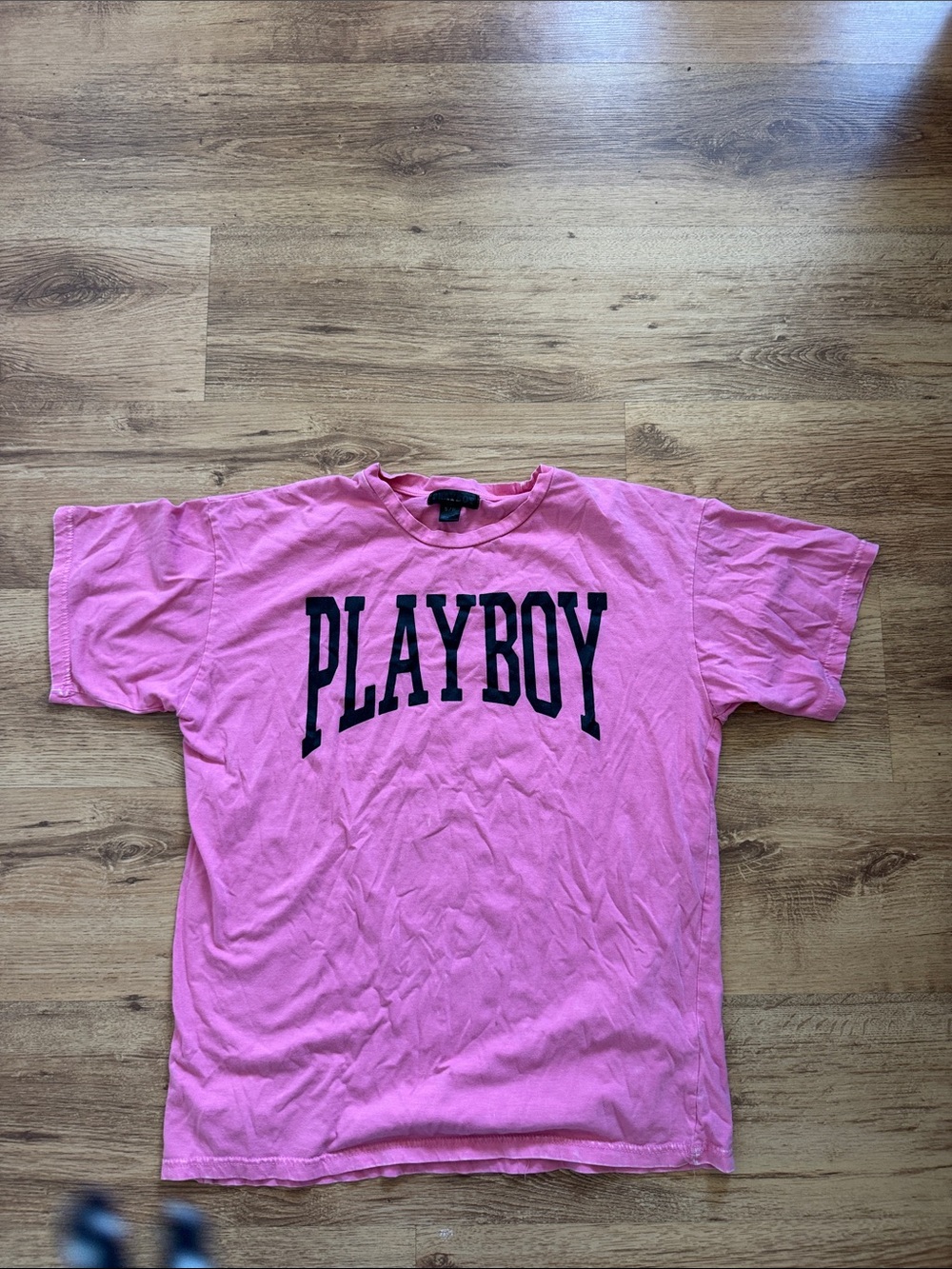PLAYBOY Pink Logo Tee with Black Lettering